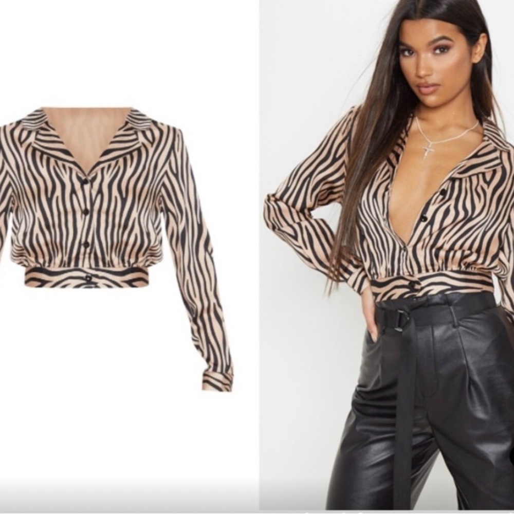 Pretty little thing Satin crop shirt